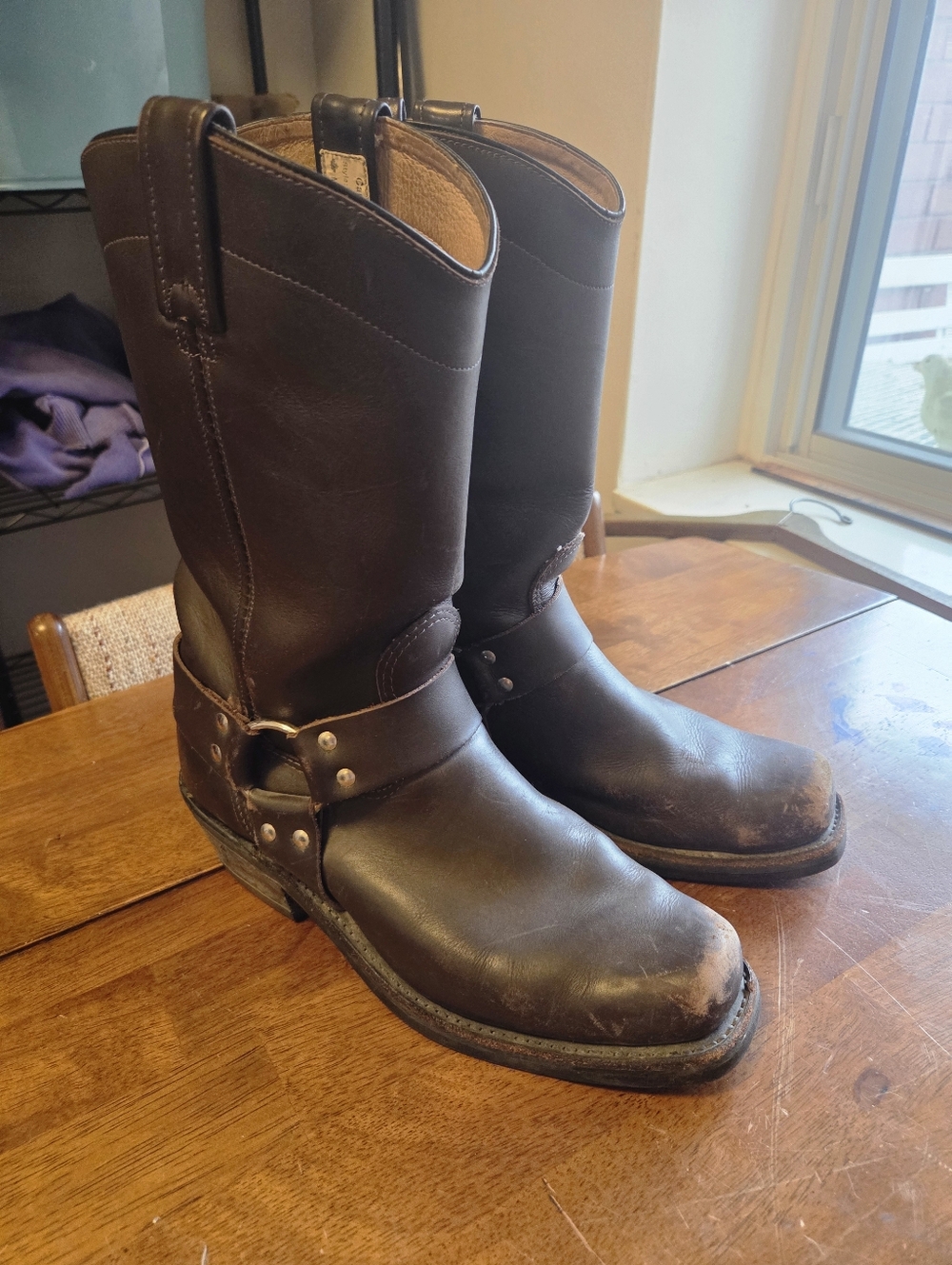 Canada West 55004 Men’s Brown Leather Harness Biker Boots - Size 8.5 2E